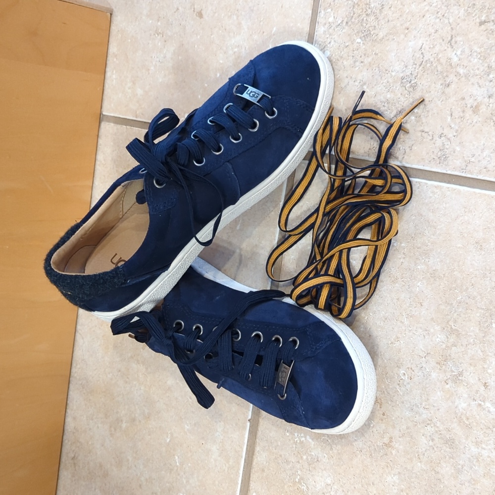 UGG Navy Blue Milo Suede Low Top Sneakers